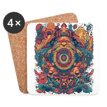 Magic Psychedelic Trip Abstrakt Design - Untersetzer (4er-Set) - Weiß - Vorne