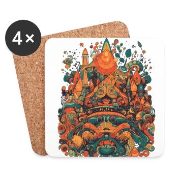 Design Psychedelic Illustration Magic - Untersetzer (4er-Set) - Weiß - Vorne