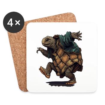 Turtle Ninja Dance drôle de design - Dessous de verre (lot de 4) - blanc - Devant