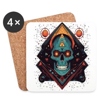 Psychedelic space skull colorful Art - Coasters (set of 4) - white - Front