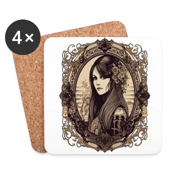 Gothic Girl Wednesday Darkness Style - Dessous de verre (lot de 4) - blanc - Devant