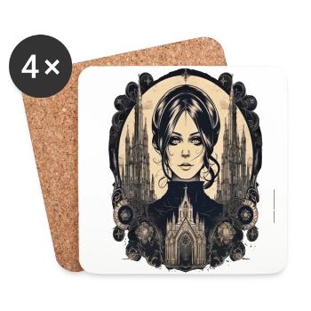 Gothic Girl Wednesday Darkness Style - Dessous de verre (lot de 4) - blanc - Devant