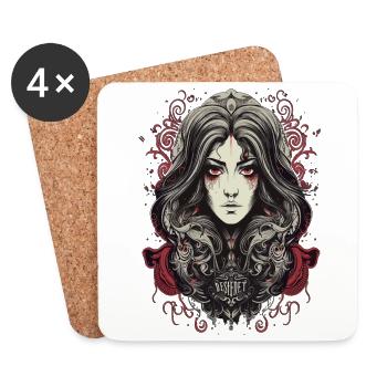 Beatiful Gothic Girl Woman Darkness Dark - Untersetzer (4er-Set) - Weiß - Vorne
