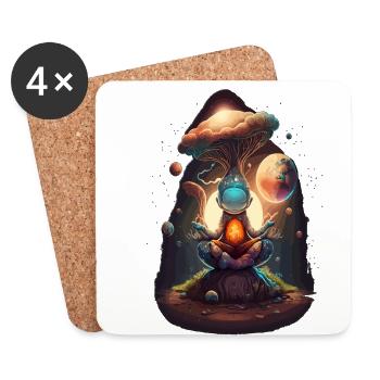 Alien Buddha Spirit Galaxy Yoga Meditation - Coasters (set of 4) - white - Front