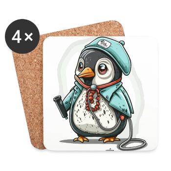 Pinguin-Doktor - Untersetzer (4er-Set) - Weiß - Vorne