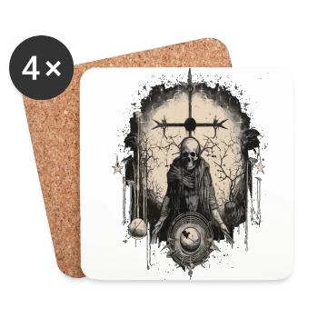 Gothic Witchcraft Ritual Darkness Skelett Skull - Untersetzer (4er-Set) - Weiß - Vorne