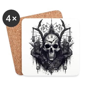 Gothic Witchcraft Ritual Dark Skull Clock Horror - Untersetzer (4er-Set) - Weiß - Vorne