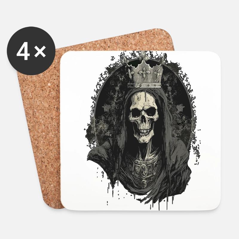 Creepy Gothic Skull King Throne Skelett Darkhorror - Untersetzer (4er-Set) - Weiß
