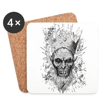 Gothic King Throne Horror Skull Horror Dark Creppy - Coasters (set of 4) - white - Front