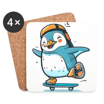 Gleiten Sie mit diesem Pinguin - Untersetzer (4er-Set) - Weiß - Vorne