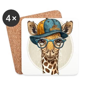 Fashionable Giraffe - Coasters (set of 4) - white - Front