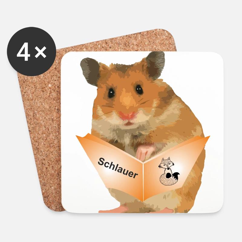 hamster schlauer fuchs buch - Untersetzer (4er-Set) - Weiß