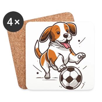 Soccer Pup - Coasters (set of 4) - white - Front