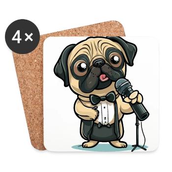 Mops-Comedy-Club - Untersetzer (4er-Set) - Weiß - Vorne