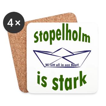 Stopelholm is stark - Wi sitt all in een Boot! - Untersetzer (4er-Set) - Weiß - Vorne