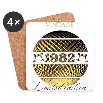 Millésime 1982 édition limitée 42e anniversaire or - Dessous de verre (lot de 4) - blanc - Devant