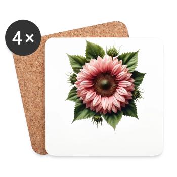 Sunflower Pink Floral Vine Flower Floral Floral - Coasters (set of 4) - white - Front