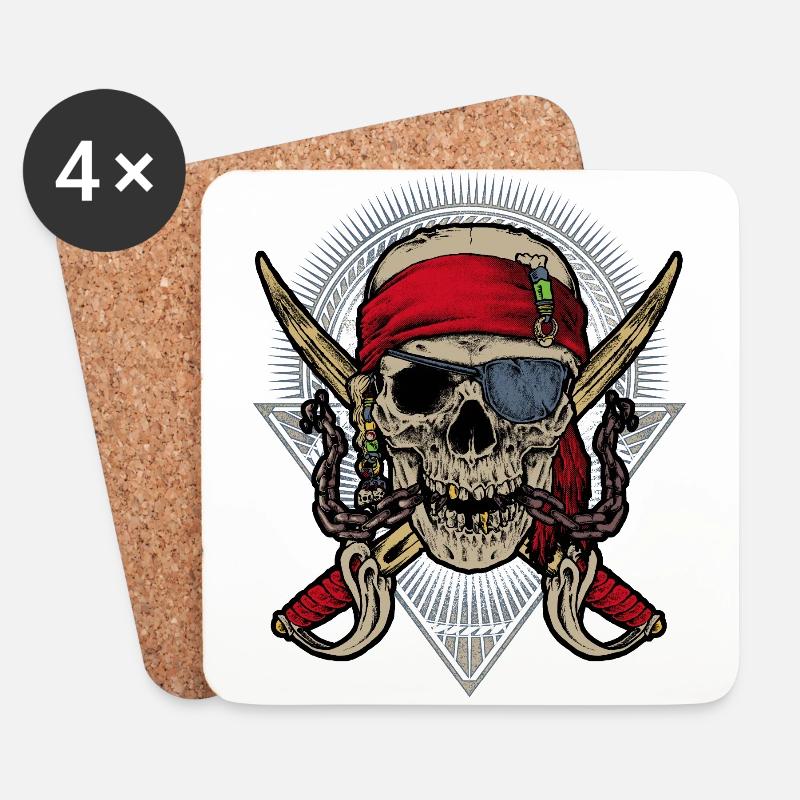 Skull pirate mft - Untersetzer (4er-Set) - Weiß