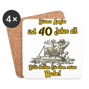 Dieser Angler ist 40 Jahre Geburtstag RAHMENLOS G - Untersetzer (4er-Set) - Weiß - Vorne