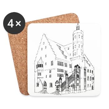 Nördlingen T-Shirt Rathaus schwarz - Untersetzer (4er-Set) - Weiß - Vorne