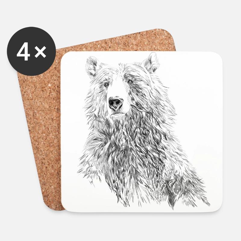 Bear - Coasters (set of 4) - white