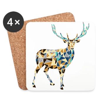 Yellow and blue deer - Coasters (set of 4) - white - Front