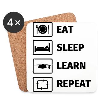 EAT SLEEP LEARN REPEAT - Coasters (set of 4) - white - Front