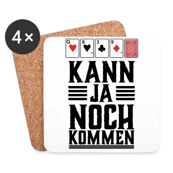 Pokershirt, kann ja noch kommen - Untersetzer (4er-Set) - Weiß - Vorne