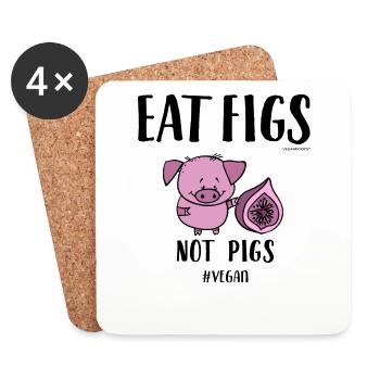 Eat Figs Not Pigs - Coasters (set of 4) - white - Front