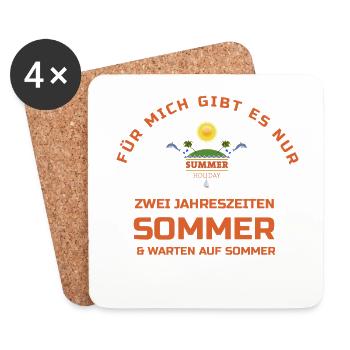 SOMMER warten auf... - Untersetzer (4er-Set) - Weiß - Vorne
