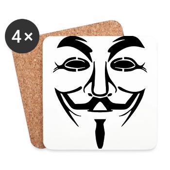Vendetta Maske - Guy Fawkes (Anonymous) - Untersetzer (4er-Set) - Weiß - Vorne
