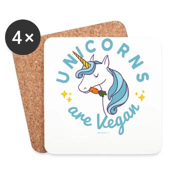 Unicorn T-shirt - Unicorns are Vegan (Blue Magic) - Coasters (set of 4) - white - Front