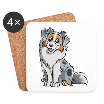 Berger Australien Bleu Merle - Dessous de verre (lot de 4) - blanc - Devant