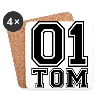 Tom - Name - Coasters (set of 4) - white - Front