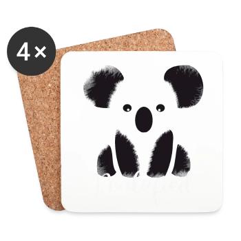 koala fluffy cuddly bear cute kids cartoon - Coasters (set of 4) - white - Front