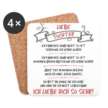 Liebe Tochter, ich liebe dich so sehr! - Untersetzer (4er-Set) - Weiß - Vorne