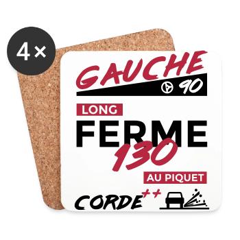 Notes Rallye - Gauche 90 long - Dessous de verre (lot de 4) - blanc - Devant