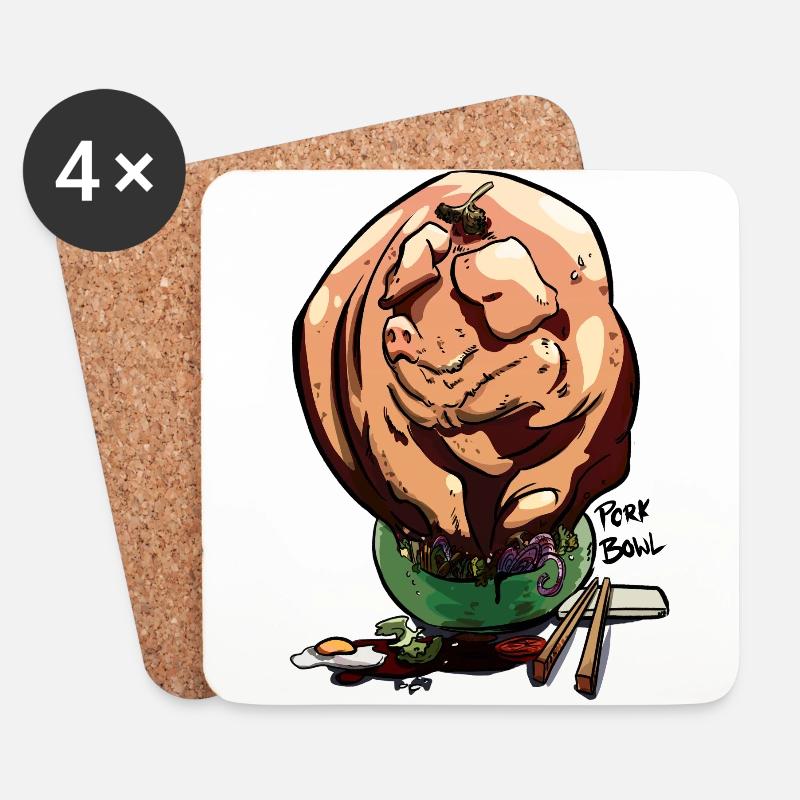 Pork Bowl - Untersetzer (4er-Set) - Weiß