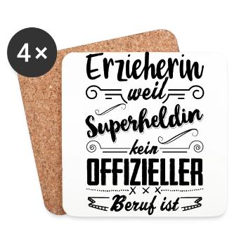 Erzieherin - Superheldin kein offizieller Beruf - Untersetzer (4er-Set) - Weiß - Vorne