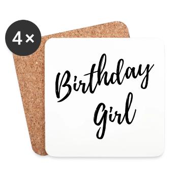 US MARQUÉE anniversaire fille TRADE noir - Dessous de verre (lot de 4) - blanc - Devant