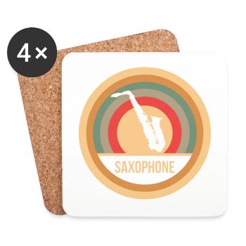 Saxophone Retro - Dessous de verre (lot de 4) - blanc - Devant