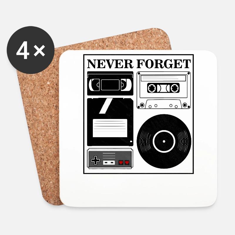 never forget retro vintage kasette vinyl - Untersetzer (4er-Set) - Weiß
