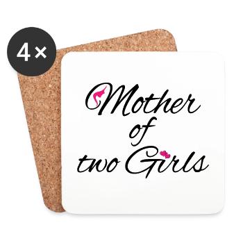 Stolze Mama von zwei Töchtern T-Shirt - Untersetzer (4er-Set) - Weiß - Vorne