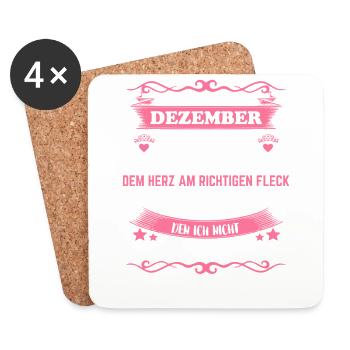 Ich bin eine Dezember Frau T-Shirt Shirt - Untersetzer (4er-Set) - Weiß - Vorne