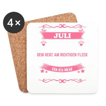 Ich bin eine Juli Frau T-Shirt Shirt - Untersetzer (4er-Set) - Weiß - Vorne