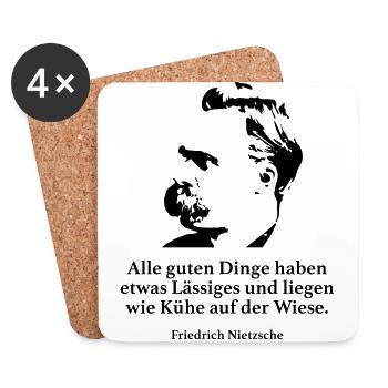 Nietzsche: Alle guten Dinge haben etwas Lässiges - Untersetzer (4er-Set) - Weiß - Vorne