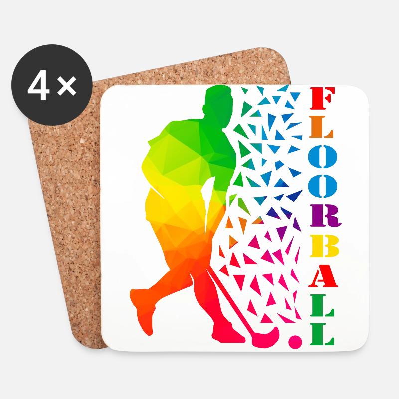 Floorball - Untersetzer (4er-Set) - Weiß