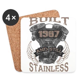 Built and even stainless biker born 1967 - Untersetzer (4er-Set) - Weiß - Vorne