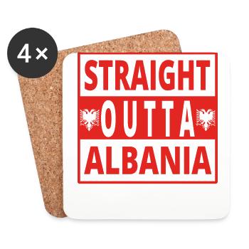 Straight outta ALBANIA Albania - Coasters (set of 4) - white - Front