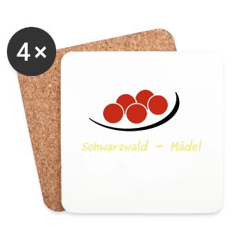 Schwarzwald Mädel - Bollen Hut - Untersetzer (4er-Set) - Weiß - Vorne
